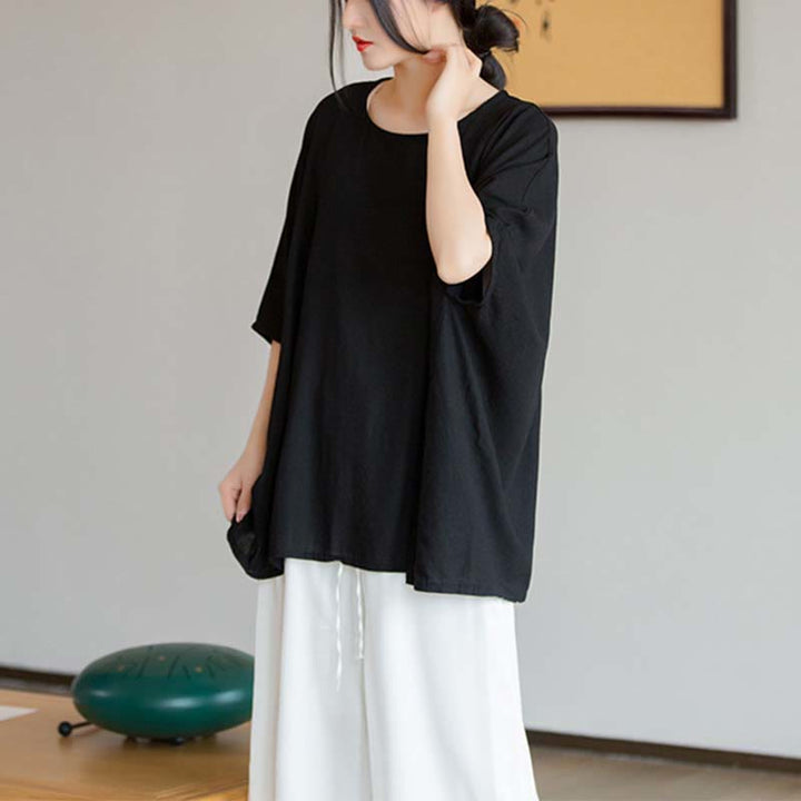 Maglietta larga a maniche tre quarti con motivo Buddha Stones tinta unita - image 24