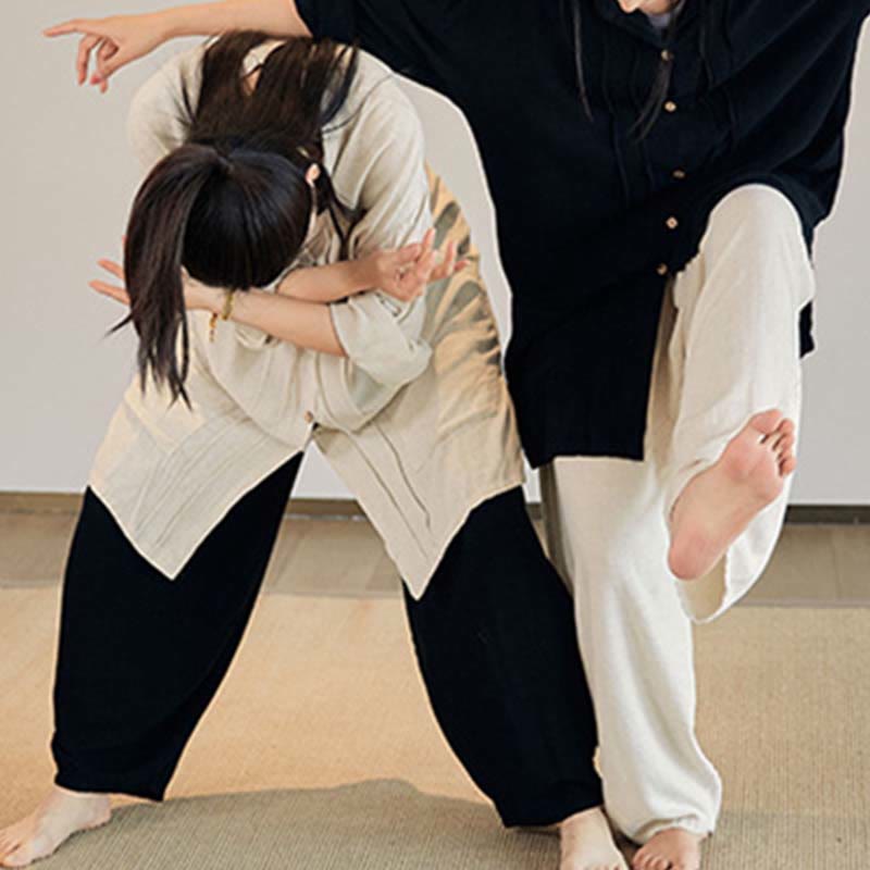 Buddha Stones Plain Long Sleeve Coat Jacket Top Pantaloni a gamba larga Zen Tai Chi Yoga Meditazione Abbigliamento - image 20