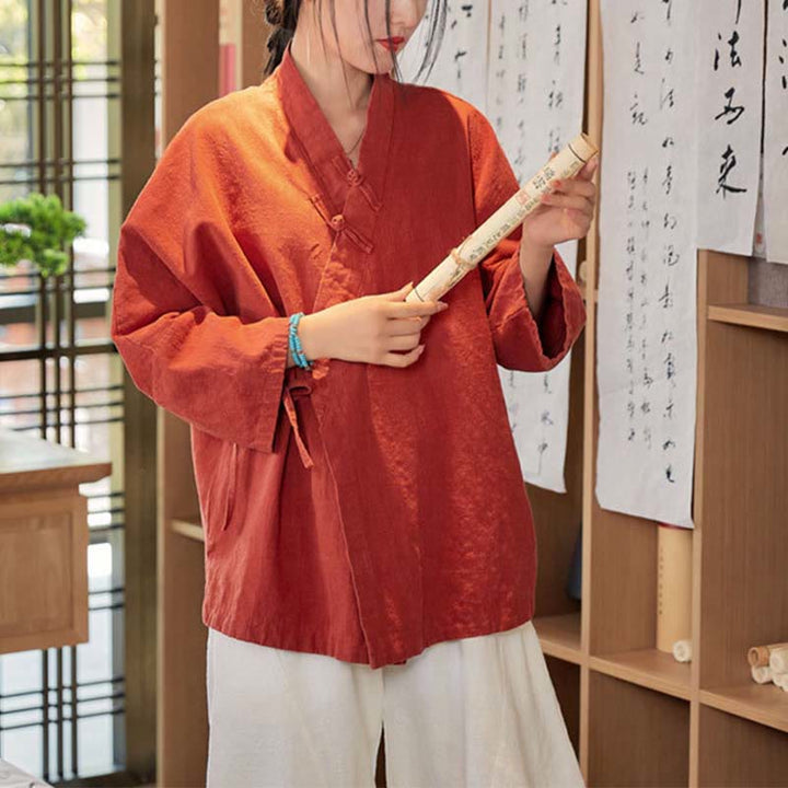 Cappotto a maniche lunghe con Buddha Stones e motivo Hanfu, meditazione Zen, giacca aperta sul davanti - image 7