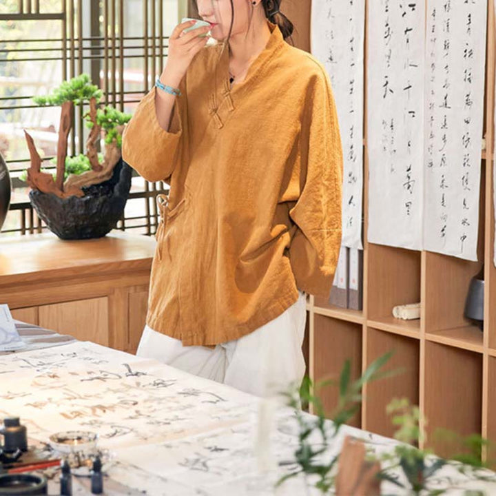 Cappotto a maniche lunghe con Buddha Stones e motivo Hanfu, meditazione Zen, giacca aperta sul davanti - image 11