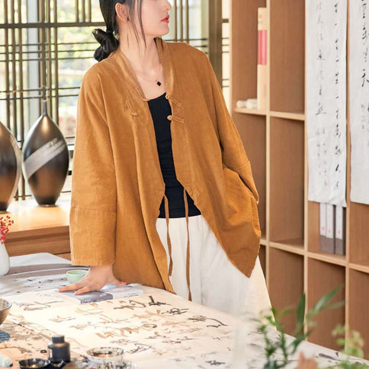 Cappotto a maniche lunghe con Buddha Stones e motivo Hanfu, meditazione Zen, giacca aperta sul davanti - image 12