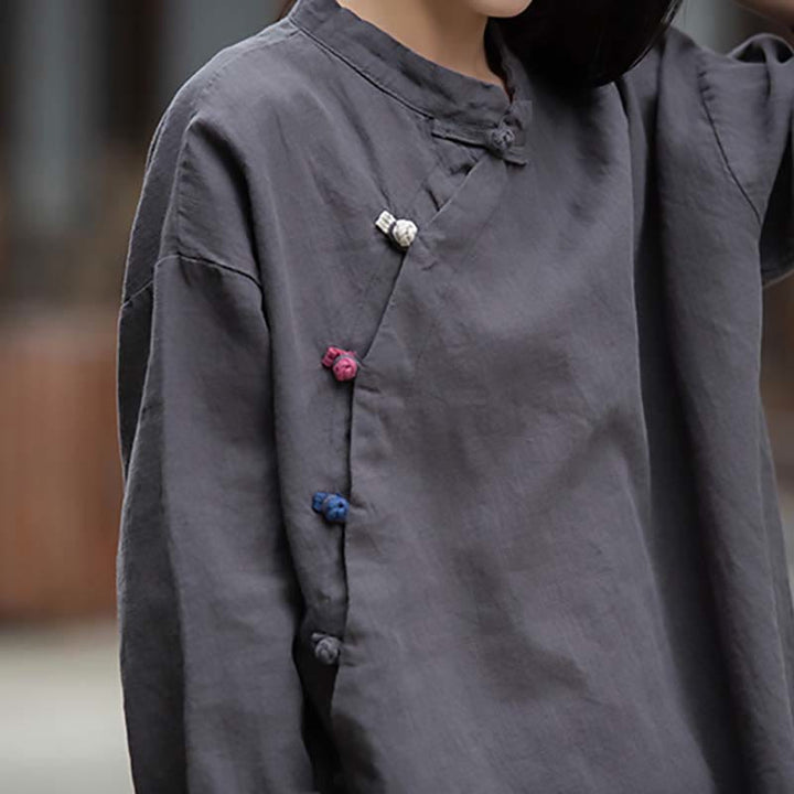 Camicetta in lino ramiè Buddha Stones Donna Camicia Top Abbigliamento in stile cinese Hanfu - image 7