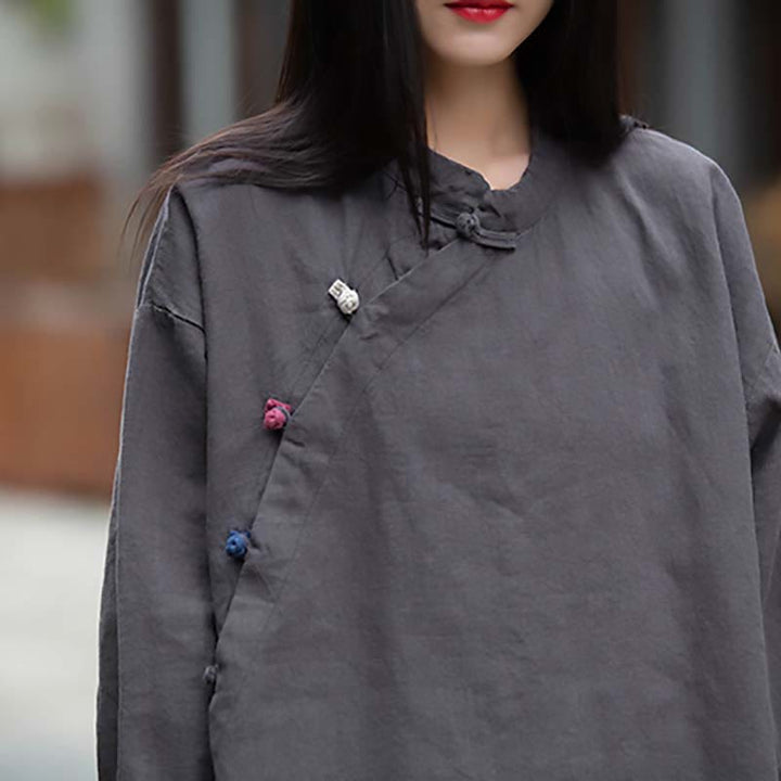 Camicetta in lino ramiè Buddha Stones Donna Camicia Top Abbigliamento in stile cinese Hanfu - image 6