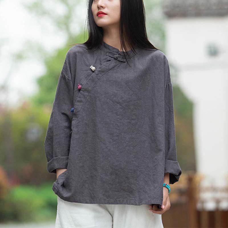 Camicetta in lino ramiè Buddha Stones Donna Camicia Top Abbigliamento in stile cinese Hanfu - image 1