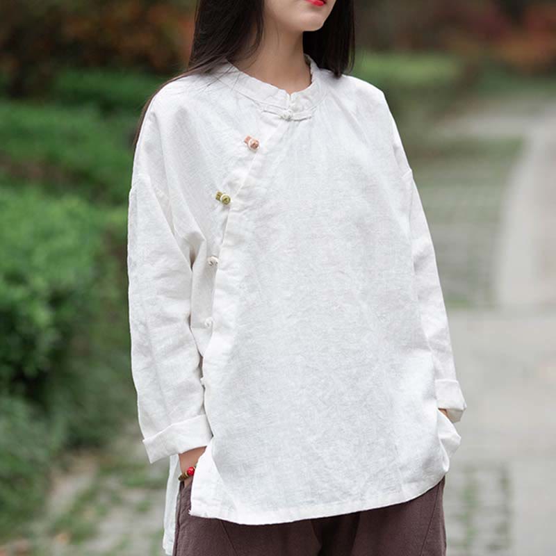 Camicetta in lino ramiè Buddha Stones Donna Camicia Top Abbigliamento in stile cinese Hanfu - image 15