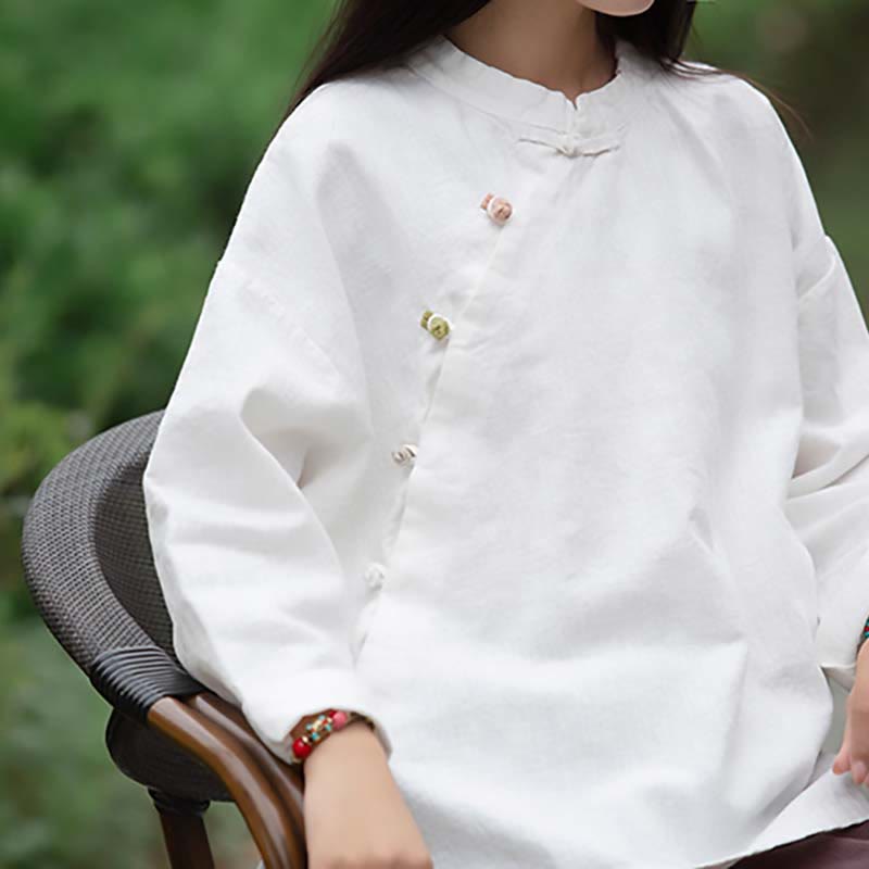 Camicetta in lino ramiè Buddha Stones Donna Camicia Top Abbigliamento in stile cinese Hanfu - image 16