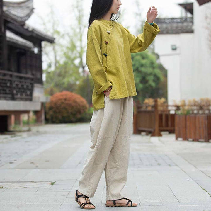 Camicetta in lino ramiè Buddha Stones Donna Camicia Top Abbigliamento in stile cinese Hanfu - image 31