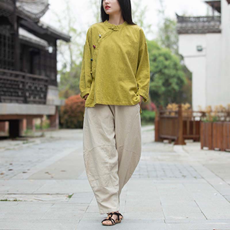Camicetta in lino ramiè Buddha Stones Donna Camicia Top Abbigliamento in stile cinese Hanfu - image 30