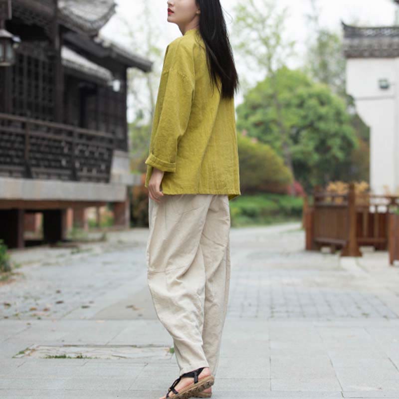 Camicetta in lino ramiè Buddha Stones Donna Camicia Top Abbigliamento in stile cinese Hanfu - image 32