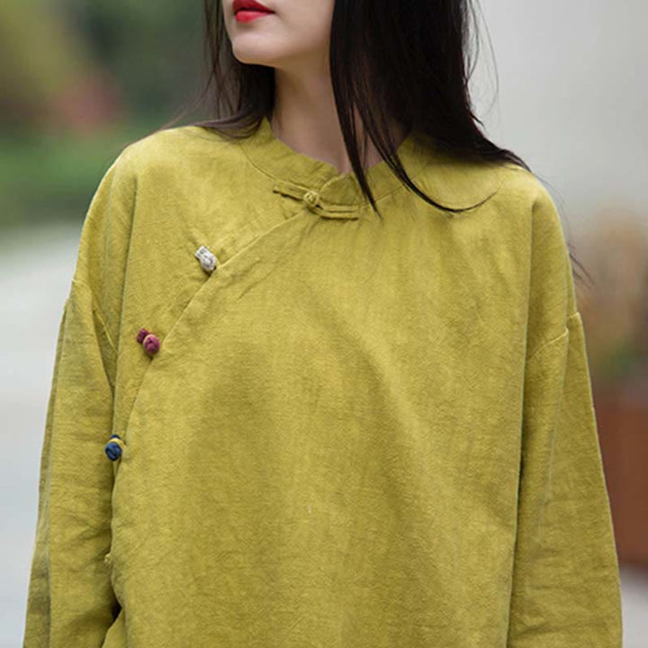 Camicetta in lino ramiè Buddha Stones Donna Camicia Top Abbigliamento in stile cinese Hanfu - image 28