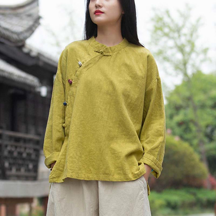 Camicetta in lino ramiè Buddha Stones Donna Camicia Top Abbigliamento in stile cinese Hanfu - image 27