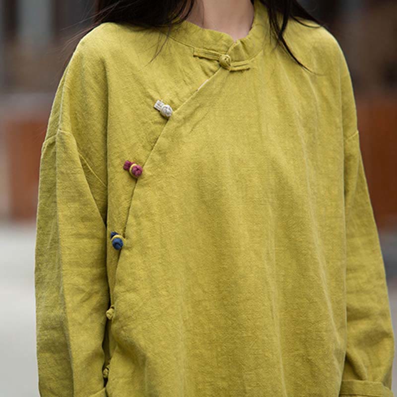 Camicetta in lino ramiè Buddha Stones Donna Camicia Top Abbigliamento in stile cinese Hanfu - image 29