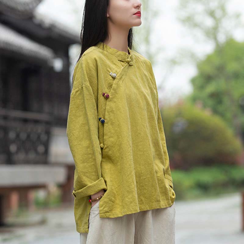Camicetta in lino ramiè Buddha Stones Donna Camicia Top Abbigliamento in stile cinese Hanfu - image 26