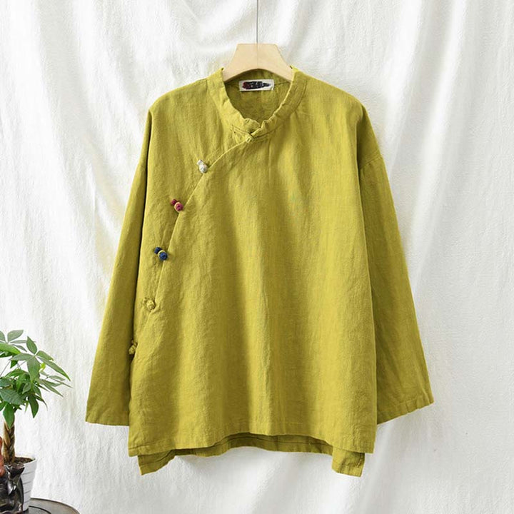 Camicetta in lino ramiè Buddha Stones Donna Camicia Top Abbigliamento in stile cinese Hanfu - image 33