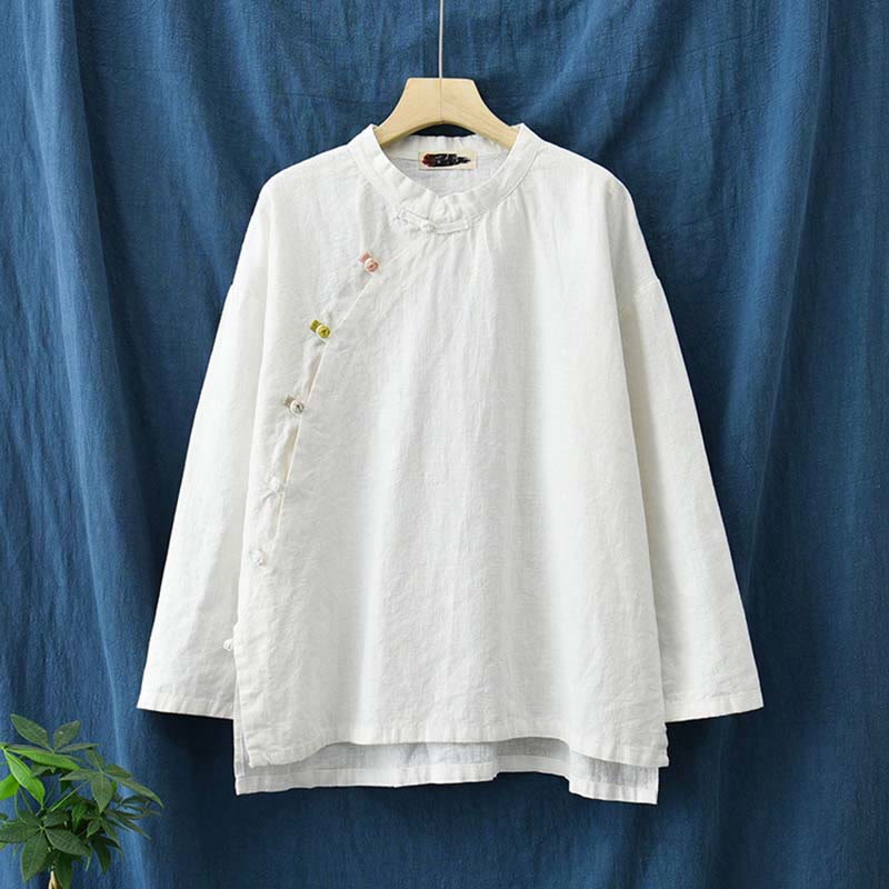 Camicetta in lino ramiè Buddha Stones Donna Camicia Top Abbigliamento in stile cinese Hanfu - image 24