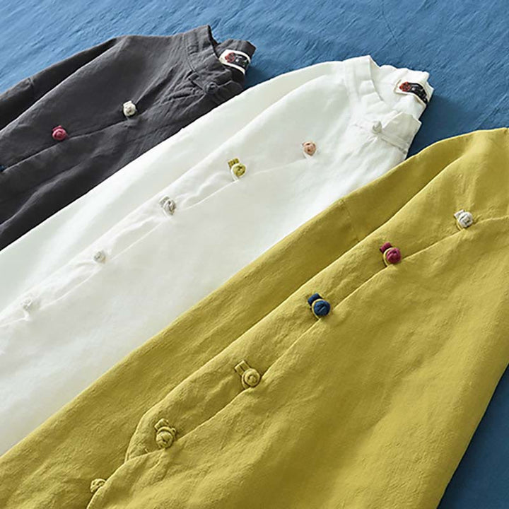 Camicetta in lino ramiè Buddha Stones Donna Camicia Top Abbigliamento in stile cinese Hanfu - image 35