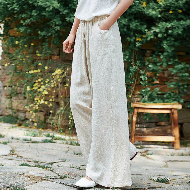 Pantaloni da yoga da donna con tasche e gamba larga, modello Buddha Stones, tinta unita - image 5