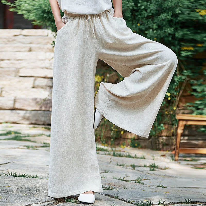 Pantaloni da yoga da donna con tasche e gamba larga, modello Buddha Stones, tinta unita - image 2