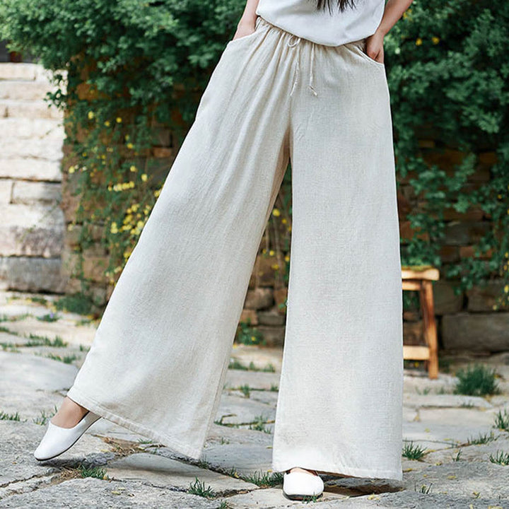 Pantaloni da yoga da donna con tasche e gamba larga, modello Buddha Stones, tinta unita - image 3