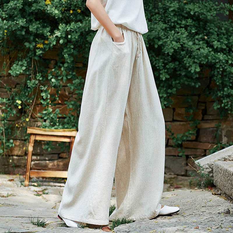 Pantaloni da yoga da donna con tasche e gamba larga, modello Buddha Stones, tinta unita - image 4