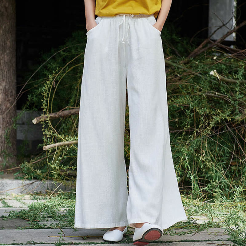 Pantaloni da yoga da donna con tasche e gamba larga, modello Buddha Stones, tinta unita - Bianco - US6, UK/AU10, EU38 (L)  - image 13