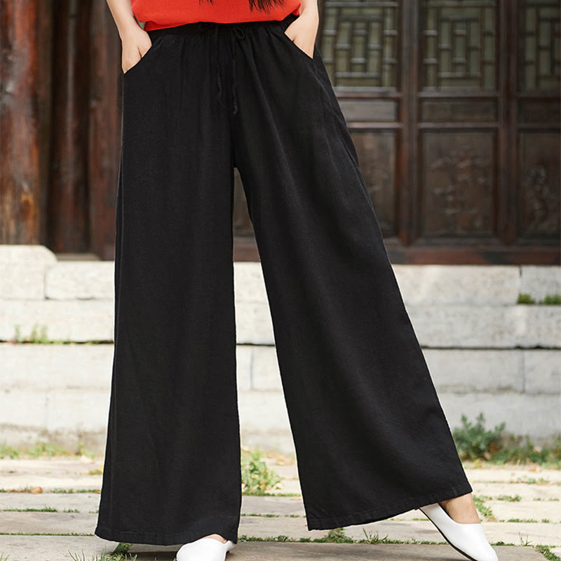 Pantaloni da yoga da donna con tasche e gamba larga, modello Buddha Stones, tinta unita - image 22