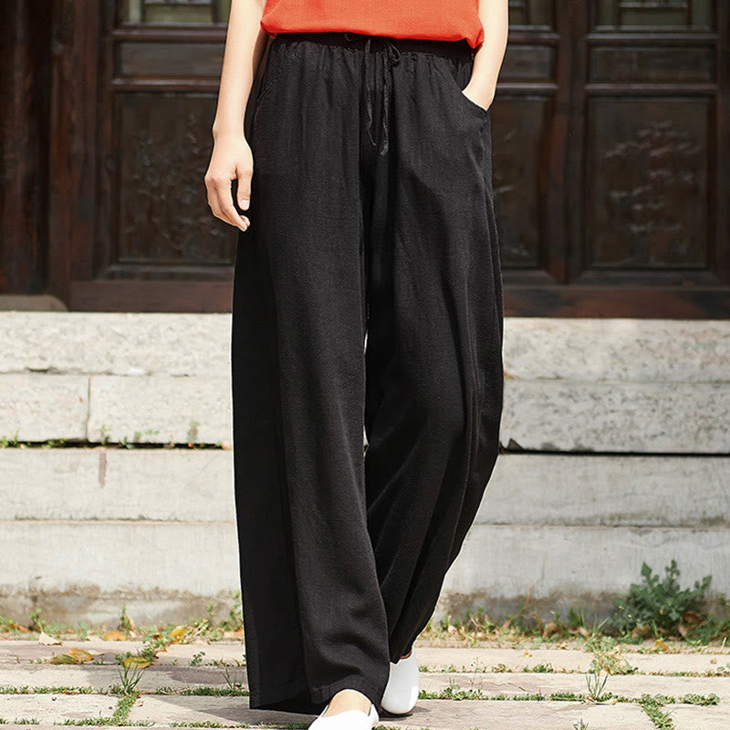 Pantaloni da yoga da donna con tasche e gamba larga, modello Buddha Stones, tinta unita - image 23