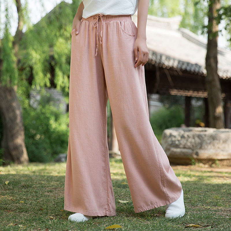 Pantaloni da yoga da donna con tasche e gamba larga, modello Buddha Stones, tinta unita - Rosa chiaro - US6, UK/AU10, EU38 (L)  - image 30