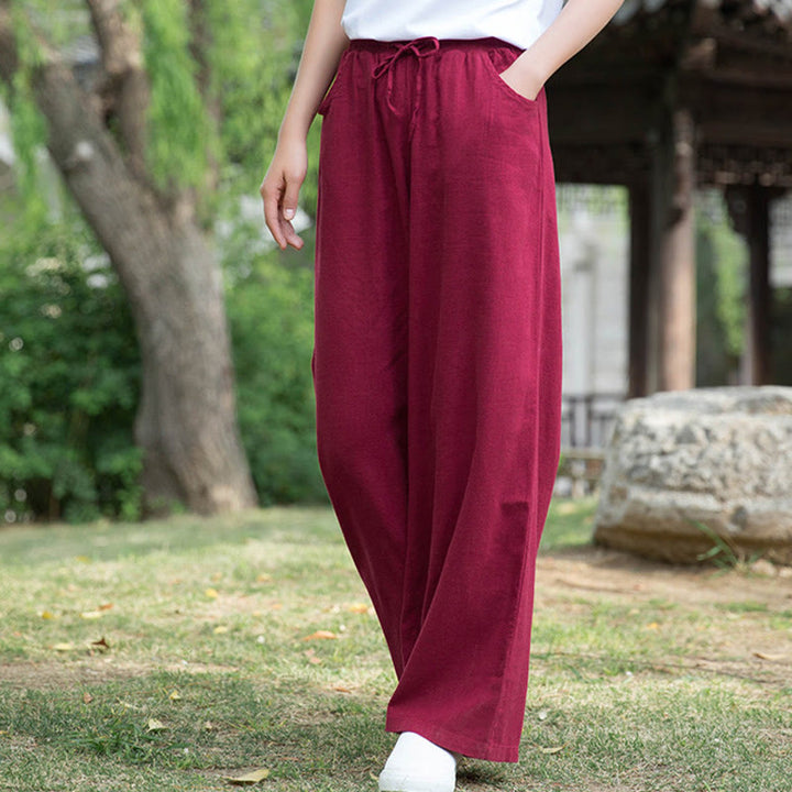 Pantaloni da yoga da donna con tasche e gamba larga, modello Buddha Stones, tinta unita - image 47