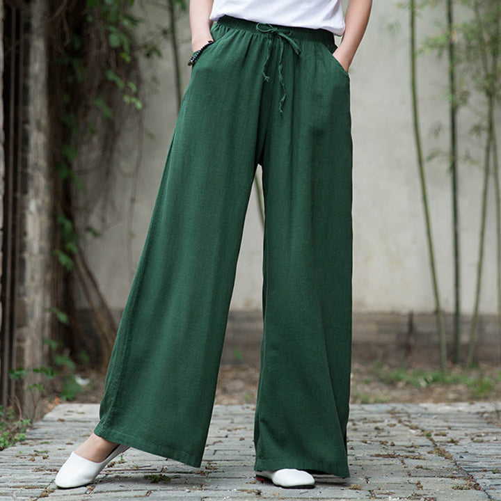 Pantaloni da yoga da donna con tasche e gamba larga, modello Buddha Stones, tinta unita - image 54