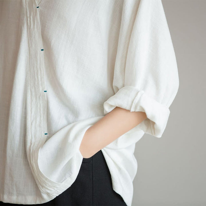 Camicetta con scollo a V Buddha Stones , camicia da donna, manica lunga, stile cinese Hanfu - image 6