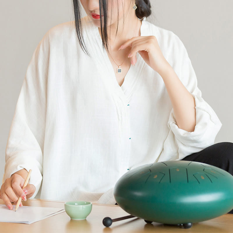 Camicetta con scollo a V Buddha Stones , camicia da donna, manica lunga, stile cinese Hanfu - image 7