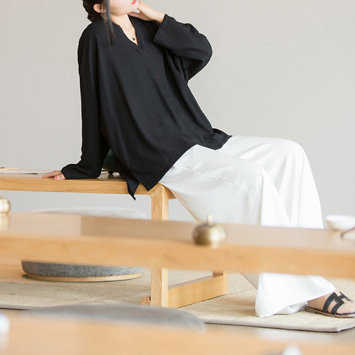 Camicetta con scollo a V Buddha Stones , camicia da donna, manica lunga, stile cinese Hanfu - image 22