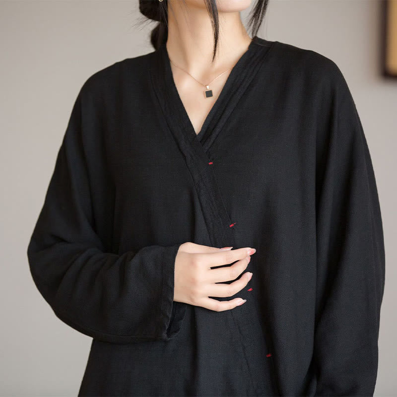 Camicetta con scollo a V Buddha Stones , camicia da donna, manica lunga, stile cinese Hanfu - image 16