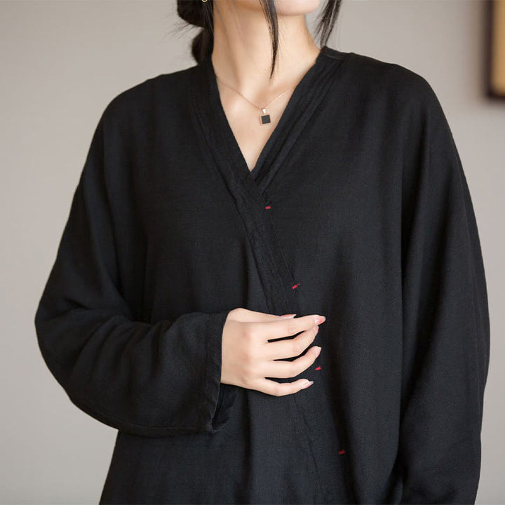 Camicetta con scollo a V Buddha Stones , camicia da donna, manica lunga, stile cinese Hanfu - image 16