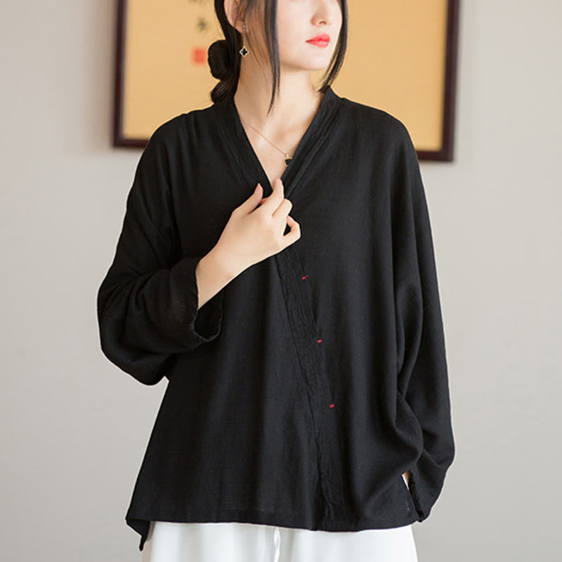 Camicetta con scollo a V Buddha Stones , camicia da donna, manica lunga, stile cinese Hanfu - image 14