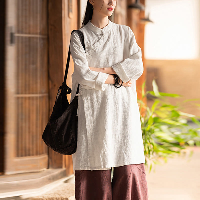Camicetta da donna in cotone e lino vintage Buddha Stones, a maniche lunghe, cinese Hanfu - image 3
