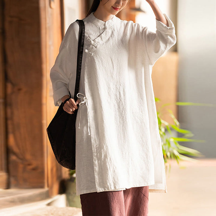 Camicetta da donna in cotone e lino vintage Buddha Stones, a maniche lunghe, cinese Hanfu - image 5
