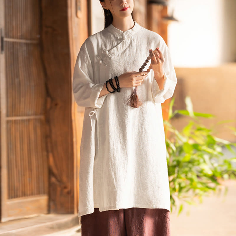 Camicetta da donna in cotone e lino vintage Buddha Stones, a maniche lunghe, cinese Hanfu - image 6