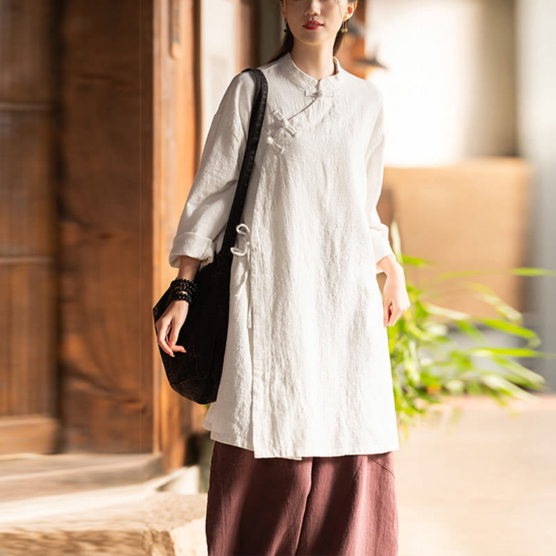 Camicetta da donna in cotone e lino vintage Buddha Stones, a maniche lunghe, cinese Hanfu - image 4