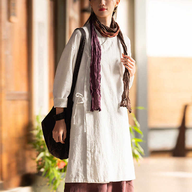 Camicetta da donna in cotone e lino vintage Buddha Stones, a maniche lunghe, cinese Hanfu - image 7
