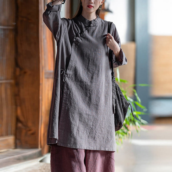 Camicetta da donna in cotone e lino vintage Buddha Stones, a maniche lunghe, cinese Hanfu - image 11