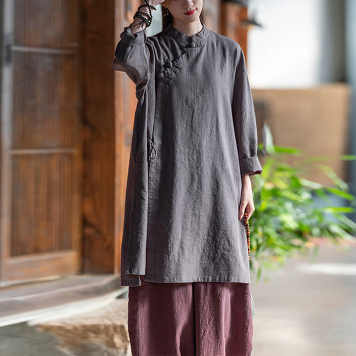 Camicetta da donna in cotone e lino vintage Buddha Stones, a maniche lunghe, cinese Hanfu - image 10