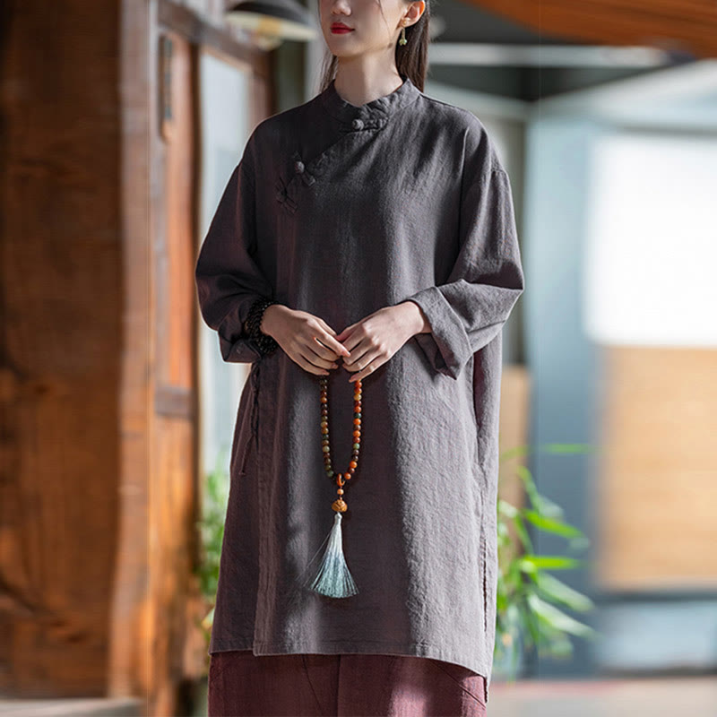 Camicetta da donna in cotone e lino vintage Buddha Stones, a maniche lunghe, cinese Hanfu - image 14