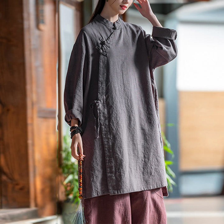 Camicetta da donna in cotone e lino vintage Buddha Stones, a maniche lunghe, cinese Hanfu - image 9