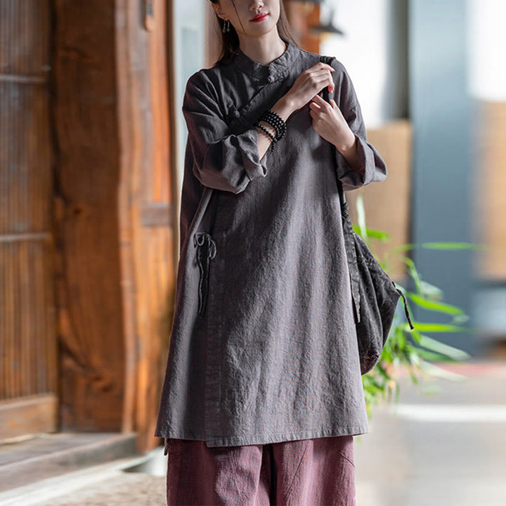 Camicetta da donna in cotone e lino vintage Buddha Stones, a maniche lunghe, cinese Hanfu - image 13