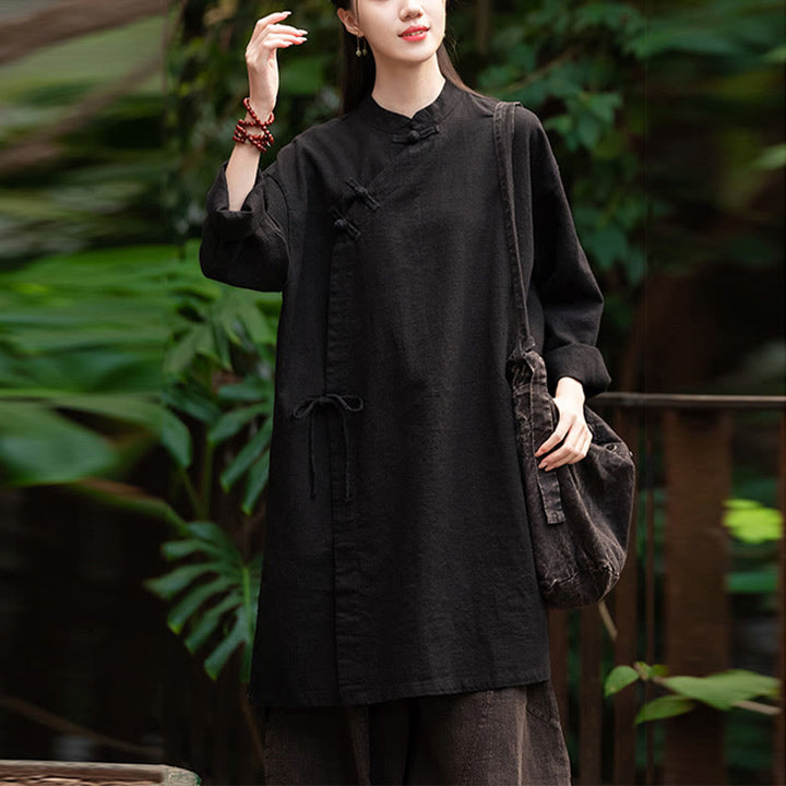 Camicetta da donna in cotone e lino vintage Buddha Stones, a maniche lunghe, cinese Hanfu - image 19