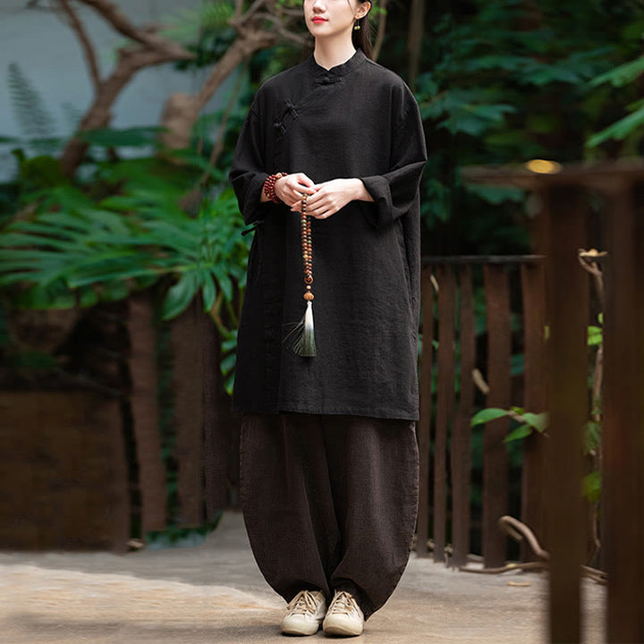 Camicetta da donna in cotone e lino vintage Buddha Stones, a maniche lunghe, cinese Hanfu - image 21