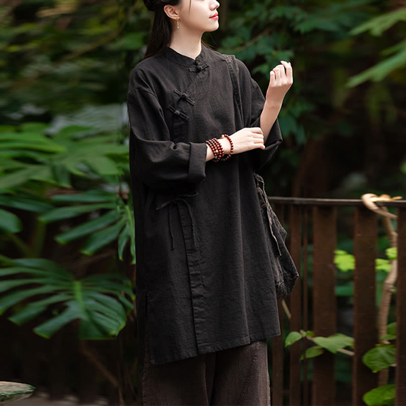 Camicetta da donna in cotone e lino vintage Buddha Stones, a maniche lunghe, cinese Hanfu - image 16