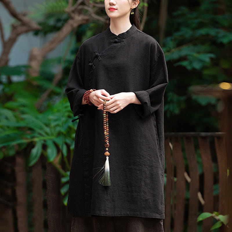 Camicetta da donna in cotone e lino vintage Buddha Stones, a maniche lunghe, cinese Hanfu - image 20